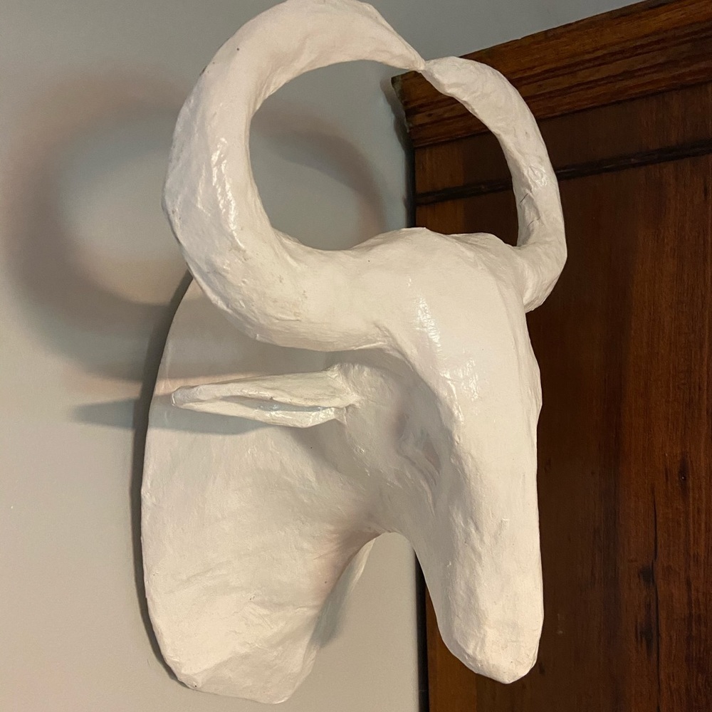 West Elm papier-mâché wildebeest head mount